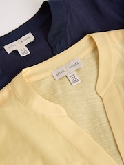 Love & Roses Navy Blue and Yellow X2 Notch Neck Jersey T-Shirts Multipack - Image 2 of 7