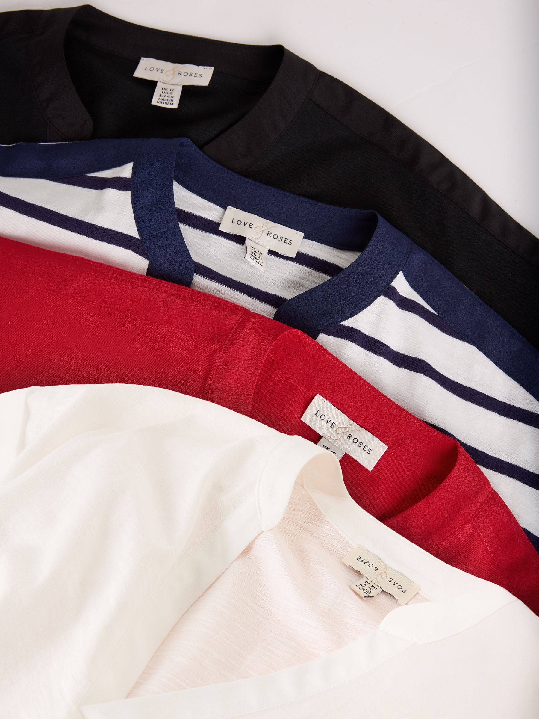Buy Love & Roses Red Navy White and Stripe X4 Notch Neck Jersey T