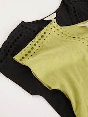 Love & Roses X2 Khaki and Black Lace Insert V-Neck Jersey T-Shirt - Image 7 of 7