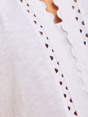 Love & Roses Ivory Ric Rac Lace V Neck Cotton Jersey Vest - Image 2 of 4