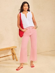 Love & Roses Ivory Ric Rac Lace V Neck Cotton Jersey Vest - Image 3 of 4