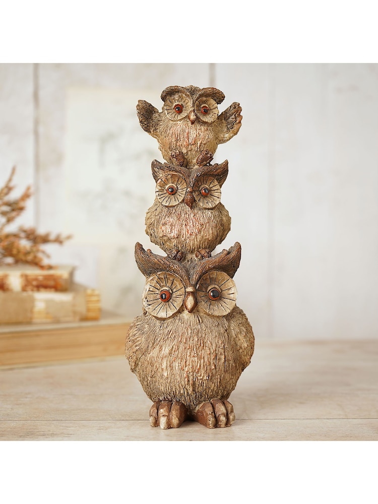 Country Living Brown Stack Of Owls Ornament - Image 1 of 5 Country Living Brown Stack Of Owls Ornament - Image 1 of 5