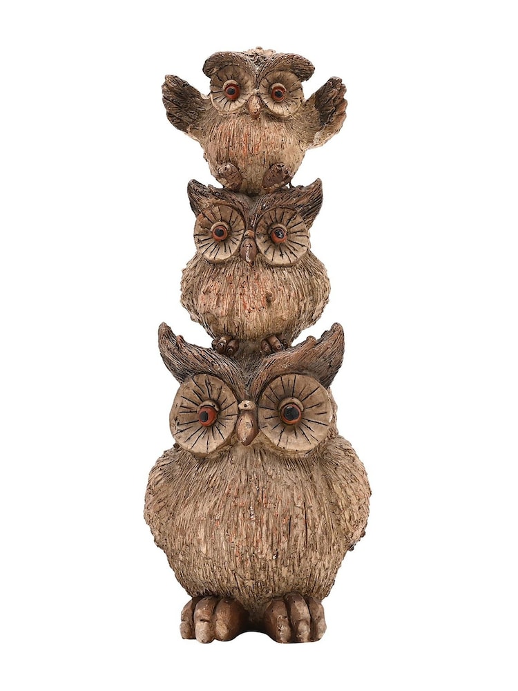 Country Living Brown Stack Of Owls Ornament - Image 2 of 5