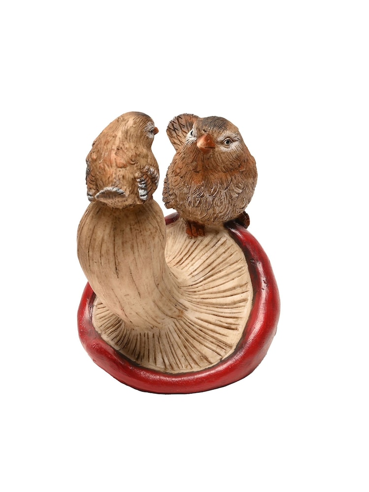 Country Living Brown 2 Birds Standing On A Mushroom Ornament - Image 2 of 4 Country Living Brown 2 Birds Standing On A Mushroom Ornament - Image 2 of 4
