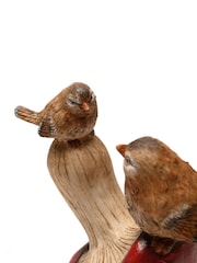 Country Living Brown 2 Birds Standing On A Mushroom Ornament - Image 4 of 4