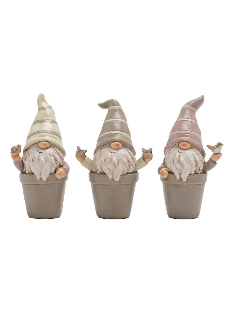 Country Living Set of 3 Grey Mini Potted Gonks - Image 1 of 3 Country Living Set of 3 Grey Mini Potted Gonks - Image 1 of 3