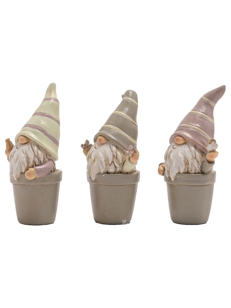 Country Living Set of 3 Grey Mini Potted Gonks - Image 2 of 3 Country Living Set of 3 Grey Mini Potted Gonks - Image 2 of 3