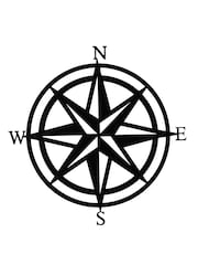 Widdop Black Metal Compass Wall Art - Image 1 of 1