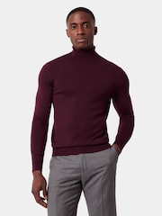 Hawes & Curtis Red Merino Roll Neck Jumper - Image 1 of 4