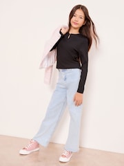 Lipsy Black Textured Jersey Heart Charm Top (5-16yrs) - Image 4 of 4