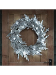 Lights4fun 60cm Pre Lit Outdoor Snowy Christmas Wreath - Image 3 of 4