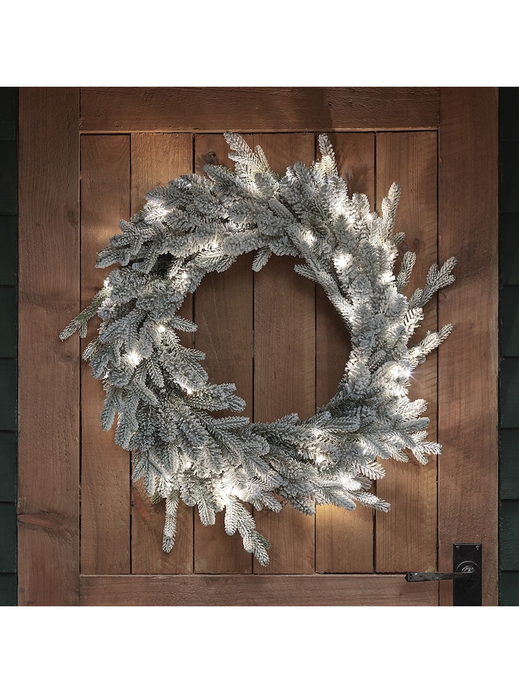 Lights4fun 60cm Pre Lit Outdoor Snowy Christmas Wreath - Image 4 of 4 Lights4fun 60cm Pre Lit Outdoor Snowy Christmas Wreath - Image 4 of 4
