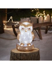 Lights4fun 24cm Owl LED 3D Light Up Christmas Figure - Image 1 of 2