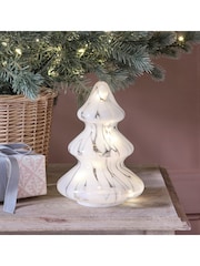 Lights4fun White Detail Glass LED Christmas Tree Decoration - Image 1 of 6
