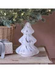 Lights4fun White Detail Glass LED Christmas Tree Decoration - Image 2 of 6