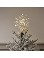 Lights4fun White Metal Snowflake LED Tree Topper - Image 1 of 2