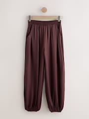 Chocolate Brown Satin Cuffed Balloon Trousers - Image 6 of 8