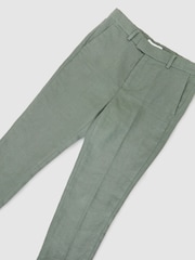 Reiss Sage Green Atlantic T 13-14 yrs Linen Tailored-Fit Trousers - Image 1 of 3