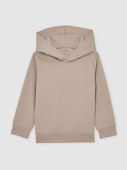 Reiss Stone Mantel Premium Interlock-Jersey Logo Hoodie - Image 2 of 5