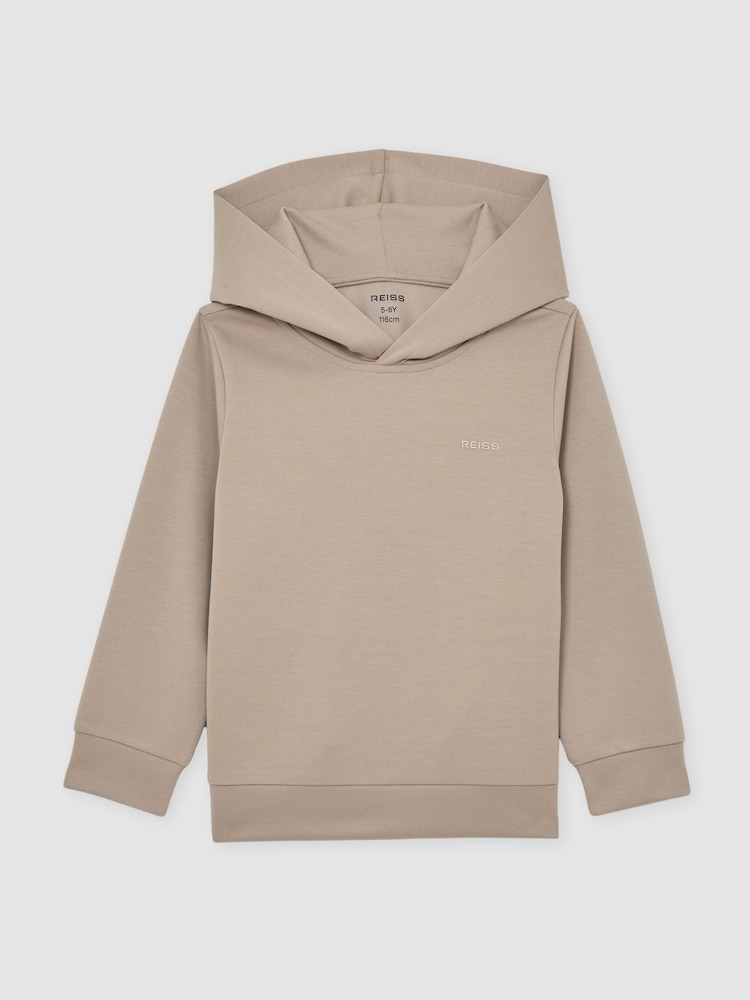 Reiss Stone Mantel Premium Interlock-Jersey Logo Hoodie - Image 2 of 5