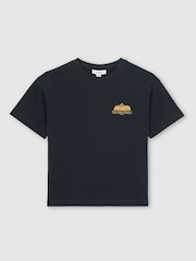 Reiss Navy Dalby Cotton Nature Reserve Logo T-Shirt - Image 1 of 5