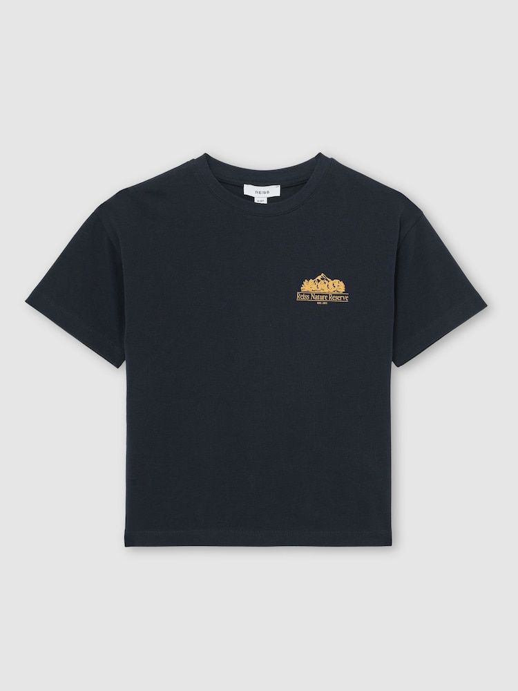 Reiss Navy Dalby Cotton Nature Reserve Logo T-Shirt - Image 1 of 5 Reiss Navy Dalby Cotton Nature Reserve Logo T-Shirt - Image 1 of 5