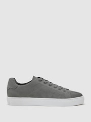 Reiss Grey Finley Knit Knitted Low-Top Trainers - Image 1 of 5