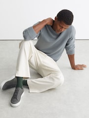 Reiss Grey Finley Knit Knitted Low-Top Trainers - Image 2 of 5