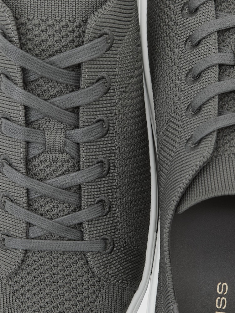 Reiss Grey Finley Knit Knitted Low-Top Trainers - Image 5 of 5