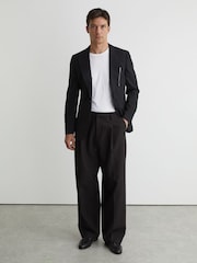 Reiss Black Harry Tumble Tumbled-Leather Tassel-Detail Loafers - Image 4 of 6