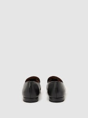Reiss Black Harry Tumble Tumbled-Leather Tassel-Detail Loafers - Image 5 of 6