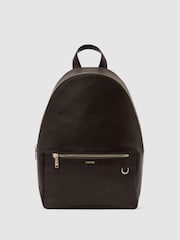 Reiss Dark Brown Carson Micro-Grain Leather Bag - Image 1 of 5