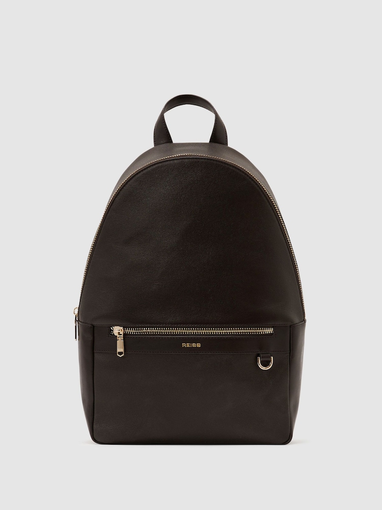 Reiss Dark Brown Carson Micro-Grain Leather Bag - Image 1 of 5