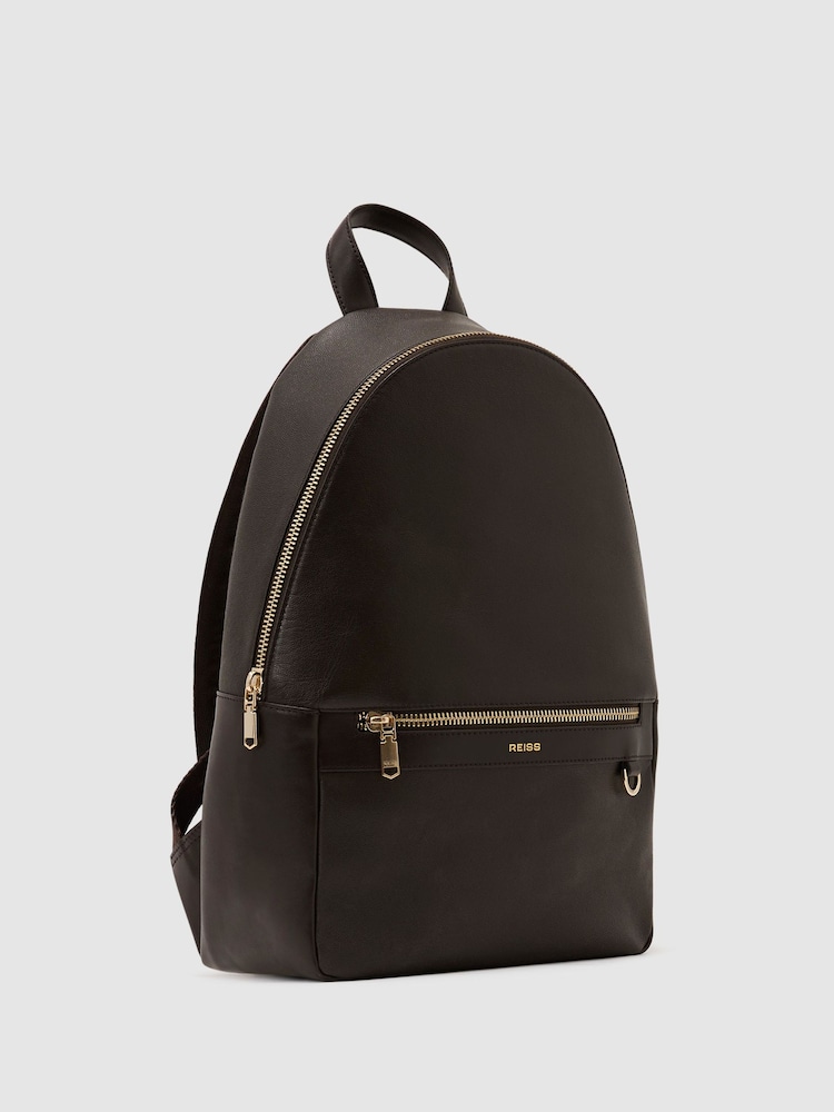 Reiss Dark Brown Carson Micro-Grain Leather Bag - Image 2 of 5