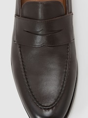 Reiss Dark Brown Peter Leather Saddle Loafers - Image 6 of 6