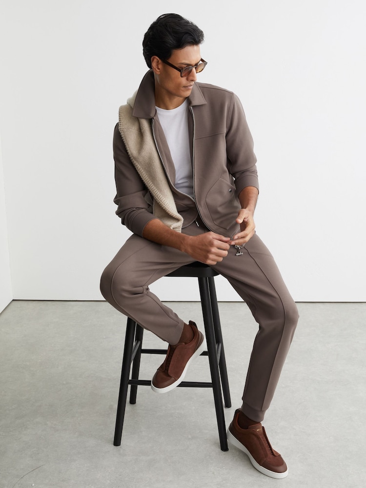 Reiss Chocolate Brown Henry Suede Suede Elasticated-Lace Hybrid Trainers - Image 6 of 6