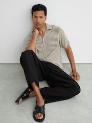 Reiss Black Sanders Leather Crossover Sandals - Image 1 of 6