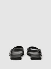 Reiss Black Sanders Leather Crossover Sandals - Image 4 of 6