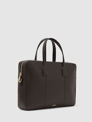 Reiss Dark Brown Carlos Micro-Grain Leather Briefcase Bag - Image 3 of 6