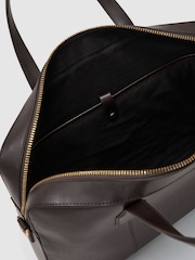 Reiss Dark Brown Carlos Micro-Grain Leather Briefcase Bag - Image 4 of 6