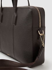Reiss Dark Brown Carlos Micro-Grain Leather Briefcase Bag - Image 5 of 6