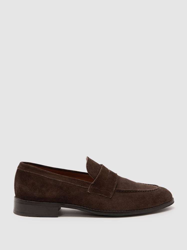 Reiss Dark Brown Peter Suede Suede Saddle Loafers - Image 2 of 6