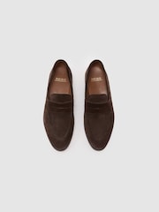 Reiss Dark Brown Peter Suede Suede Saddle Loafers - Image 4 of 6