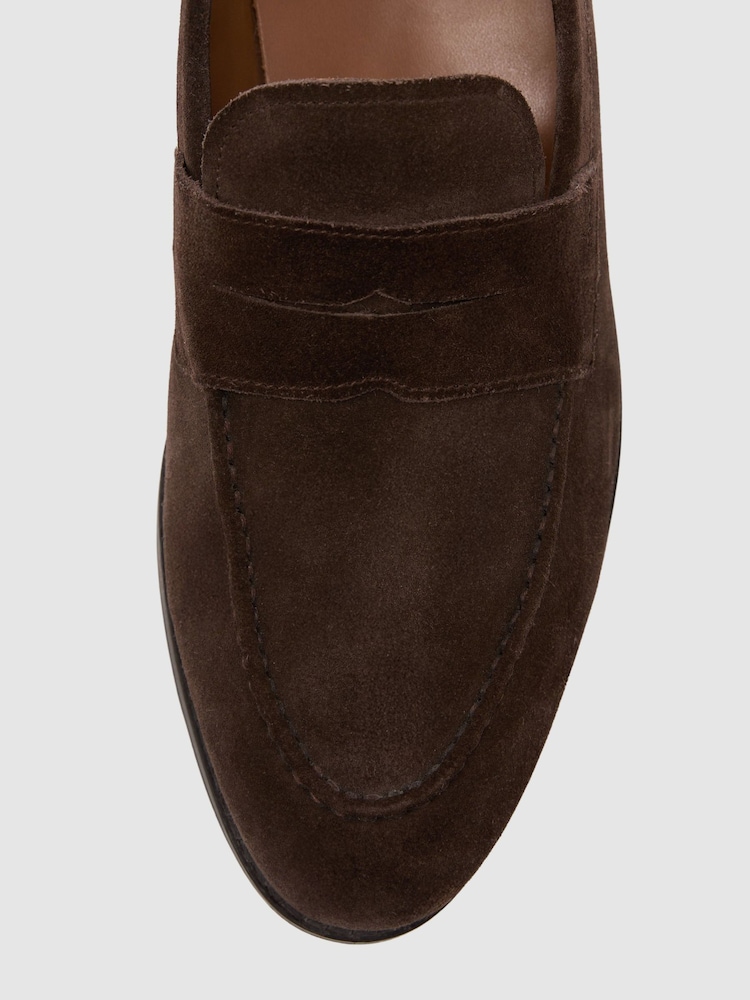 Reiss Dark Brown Peter Suede Suede Saddle Loafers - Image 6 of 6