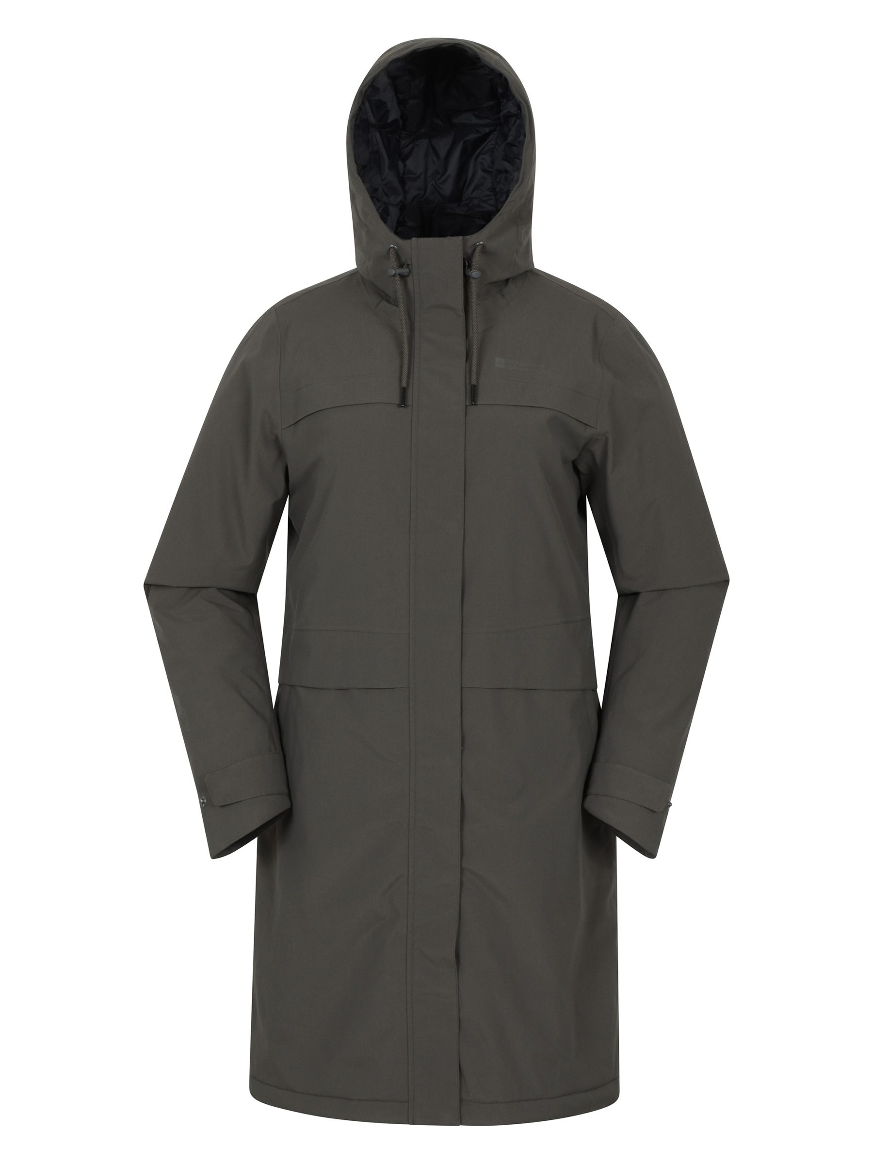 Mountain Warehouse Women's 'Avery' Waterproof Warm Insulated Long Hooded Full Zip Winter Jacket in Khaki | Size: 24 - Image 3