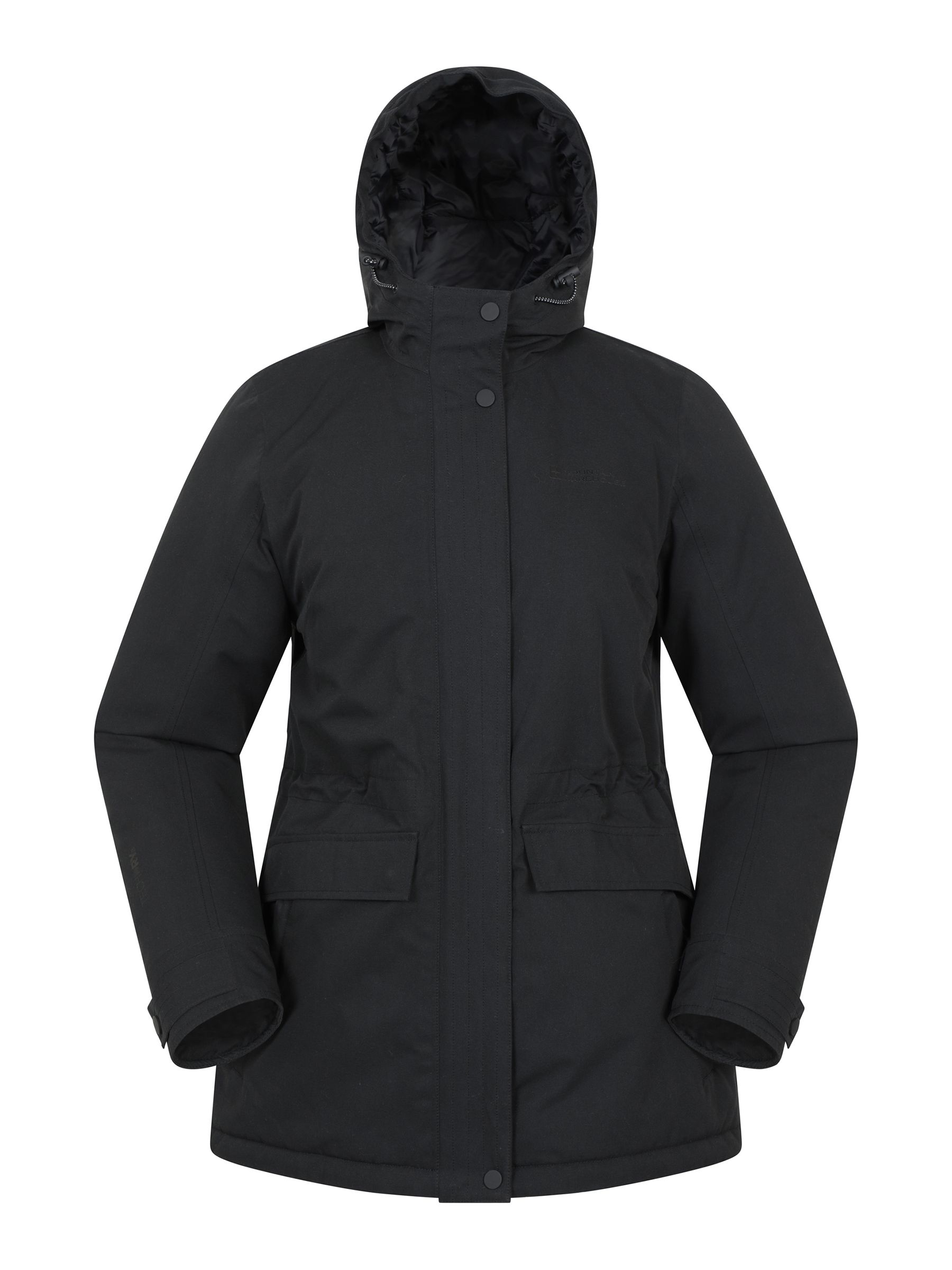 Mountain Warehouse Women's Black 'Maple' Waterproof Warm Padded Hooded Outdoor Full Zip Winter Jacket In | Size: 8 - Image 3
