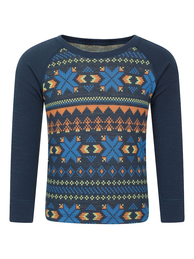 Mountain Warehouse Blue Jacquard  Merino Base Layer Set - Image 1 of 10