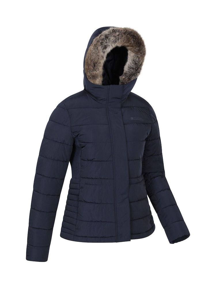 Mountain Warehouse Blue Comfort  Padded Jacket with Fur Hood - Image 2 of 6 Mountain Warehouse Blue Comfort  Padded Jacket with Fur Hood - Image 2 of 6