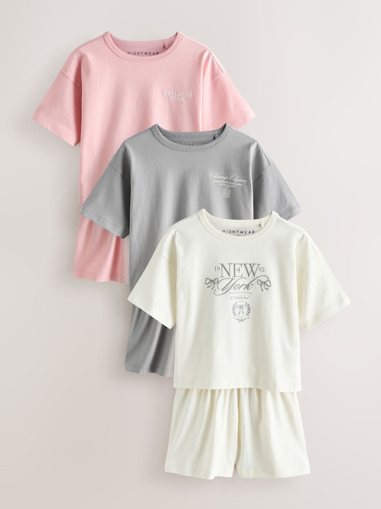 Pink Short Pyjamas 3 Pack (3-16yrs) - Image 1 of 7