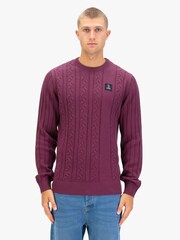 Luke 1977 Purple Mauve Wine Mitcham Cable Knitted Jumper - Image 1 of 6